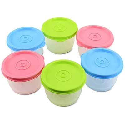 Afbeelding van GMMG Set van 6 voorraaddozen met deksel, 160 ml, mini dressingdozen, voedselcontainers voor magnetron en vriezer