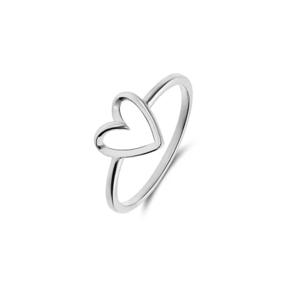 Afbeelding van Lucardi Minimalistic Ring, Dames, Maat: 50, Silver