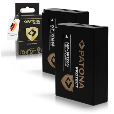 Afbeelding van PATONA Protect V1 (2X) batterij NP W126s W126 (1140 mAh) met NTC sensor en behuizing zonder gebruiksbeperking Fuji X M5 X100VI S10 T20 T30 II T5 T50 enz.