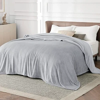 Afbeelding van BEDSURE Fleecedeken, warme en zachte winterdeken, bankdeken, maat XXL, 220 x 240 cm, lichtgrijs