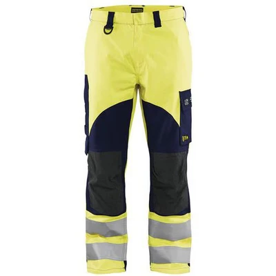 Image de Pantalon multinormes inhérent jaune fluo/marine avec poche pour badge
