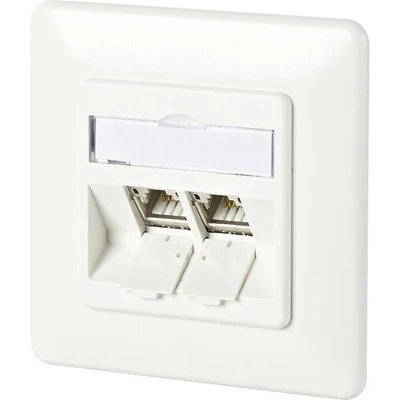 Afbeelding van Metz Connect 130B11D21002 E Netwerkdoos Inbouw (in muur) Inzet met centraalstuk en frame 2 poorten Zuiver wit