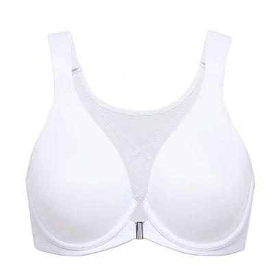 Afbeelding van DELIMIRA Damesbeha, sluiting voor, diepe houding, met beugel, grote maat, Wit.