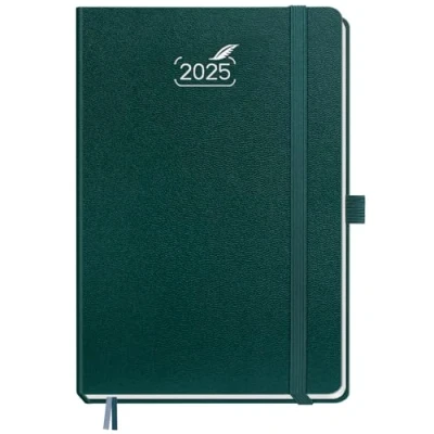 Afbeelding van Agenda 2025 BEZEND 2025, A5 hardcover, weekplanner met wekelijkse notities en planner van januari tot december 25, 120 g/m² papier, gestippelde notitiepagina&#039;s, donkergroen