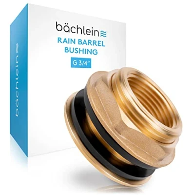 Afbeelding van Bächlein Universele Regenton Doorvoer Messing Tankdoorvoer als aansluiting voor kraan of tapkraan inclusief 2 afdichtingen Vatverbinding met 3/4 inch binnendraad