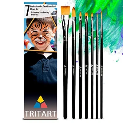 Afbeelding van Tritart make upkwasten voor kinderen, 7 delig, penselen kindermake up carnaval, Halloween, up, theatermake professionele kwastenset van kunsthaar
