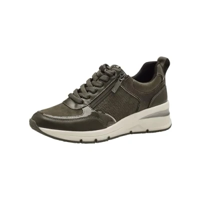 Afbeelding van Tamaris Sneakers laag, Dames, Maat: 36, Olive comb Textiel/ synthetisch