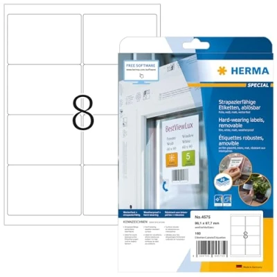 Afbeelding van Etiket HERMA 4575 99.1x67.7mm folie wit 160stuks