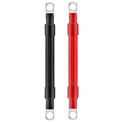Afbeelding van QIMEI SHOP Batterijkabel voor auto, 35 mm², 15 cm, omvormer accu, 2 AWG, 12 V, accukabel met M10 oogjes vrachtwagen, motorfiets, zonne energie, rood en zwart, stuks