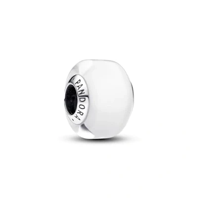 Afbeelding van PANDORA Moments Witte Murano glazen mini bedel van Sterling zilver, compatibel Armbanden, 793118C00, Glas zilver