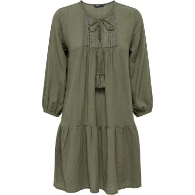 Afbeelding van ONLY Spitzenverziertes Jurk, Dames, Maat: Small, Khaki