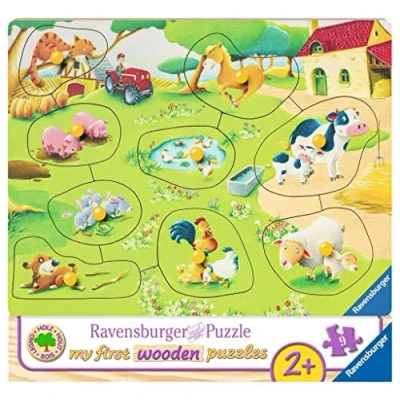 Afbeelding van Ravensburger houten puzzel Kleine boerderij 9 stukjes
