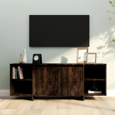 Afbeelding van Tv meubel 130x35x50 cm spaanplaat gerookt eikenkleurig