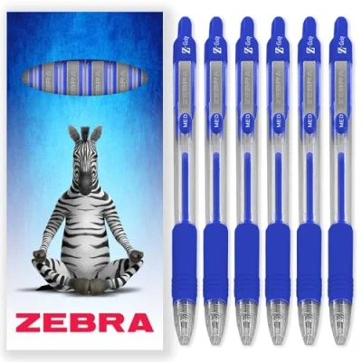 Afbeelding van Zebra Pen Z Grip balpen met punt van 1 mm, 6 stuks, in kartonnen geschenkdoos, voor school, schrijven, werk, kantoor (blauw)