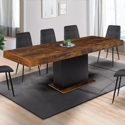 Afbeelding van Table à manger extensible EDEN 6 10 personnes bois effet vieilli et noir 160 200 cm