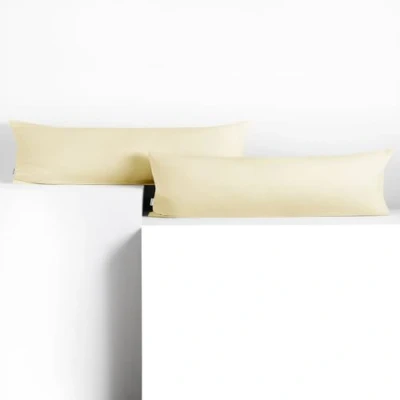 Afbeelding van DecoKing 2 kussenslopen 20 x 145 cm, jerseykatoen, rits, crème, barnsteen
