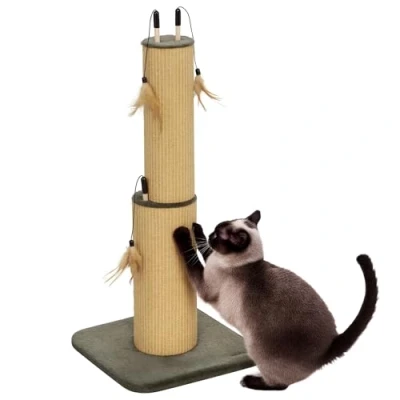 Afbeelding van PawHut Arbre à chat 2 En 1 78 cm jute Avec ressort Pour l&#039;intérieur Marron