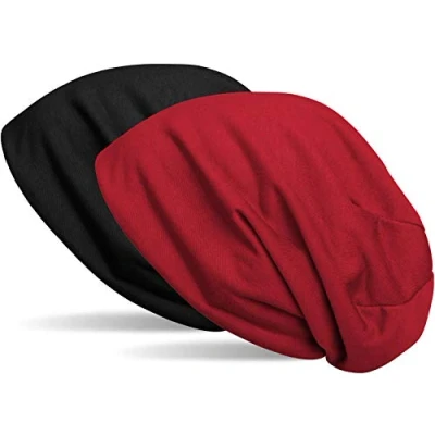 Afbeelding van styleBREAKER Beanie muts, omkeerbaar, eenkleurig, slouch pet, licht en zacht, longbeanie, uniseks 04024115, zwart/bordeaux