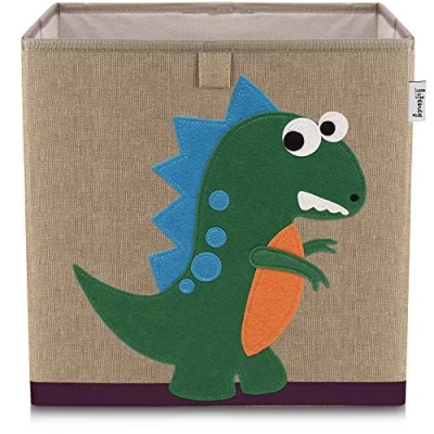 Afbeelding van Donkergroene stoffen opbergdoos &quot;dinosaurus&quot; voor kinderen, compatibel met Ikea Kallax Lifeney