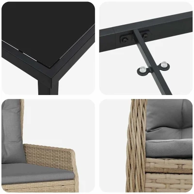 Afbeelding van vidaXL 3 Delige Tuin Eetset Beige Poly Rattan