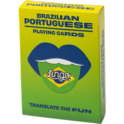 Afbeelding van Lingo Braziliaans Portugees speelkaarten playingcards talen Leren Brazilian Portuguese jong en oud woordenschat Leer Portugeese op een leuke gemakkelijke manier 52 essentiële vertalingen reizen spelen