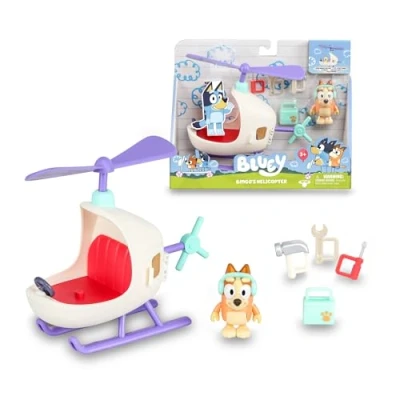 Afbeelding van Bluey BLY62200 bingo helikopter, blauw hondenvoertuig, helikopter met accessoires om te vliegen, figuur accessoires, en voertuig uit de kinderserie, beroemd
