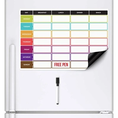 Afbeelding van CKB ltd Weekplanner whiteboard planbord week planner Maaltijdplanner menuplanner Fitness voeding schema Dieet plan Magnetisch A3
