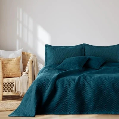 Afbeelding van AmeliaHome Sprei 220 x 240 cm, dubbelzijdig, ultrasoon stiksel, polyester, Ophelia, Indigo