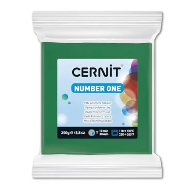 Afbeelding van CERNIT CE0900250600C een nummer één polymeerdeeg boetseerklei om te bakken kleur groen blok van 250 g