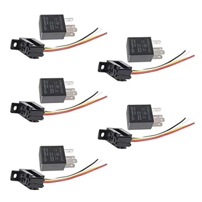 Afbeelding van Mintice 5 x 30 A 12 V autoset, relais, 4 polig, voor brandstofpomp, elektrische ventilator, robuust, stopcontact
