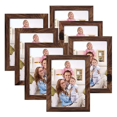 Afbeelding van Giftgarden Fotolijst 13 x 18 cm, 7 stuks, rustiek, bruin, voor slaapkamer, galerij, huis, kantoor en woonkamer