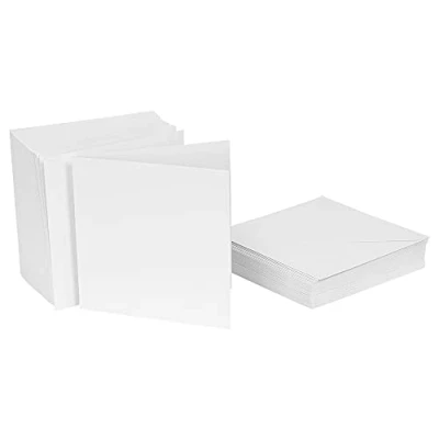 Afbeelding van Ideen mit Herz Blanco vouwkaarten met envelop, 50 kaarten en enveloppen, om zelf vorm te geven (kaartformaat 14,5 x cm, vierkant)