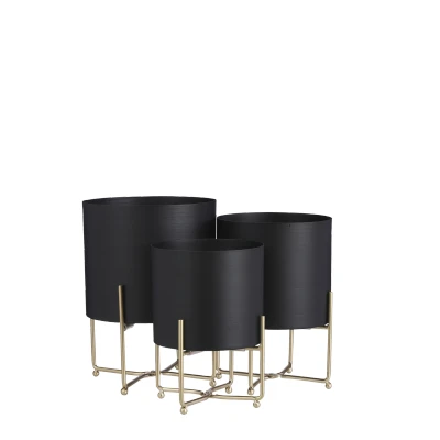 Afbeelding van Aries Bloempot op Standaard Set van 3 H32 x Ø24 cm Zwart