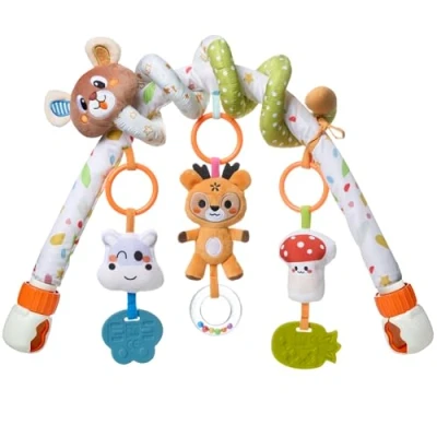 Afbeelding van TUMAMA Activiteitsboog met spiraalbinding, speelgoed voor wiegen en kinderwagens, speelgoedclips reisactiviteiten, pluche verjaardagscadeaus vanaf de geboorte
