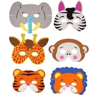Afbeelding van Maskers Jungle Dieren Foam Gekleurd per 6 stuks