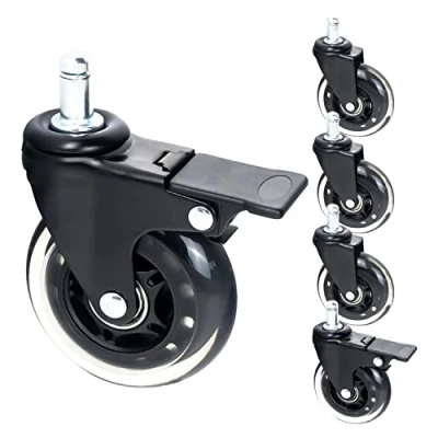 Afbeelding van HMF 6810 Bureaustoelwielen met remfunctie, zwart, 11 mm, 5 stuks