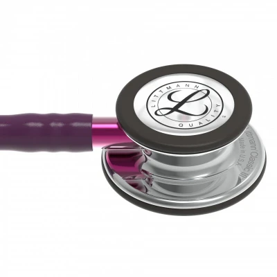 Afbeelding van Littmann Classic III Stethoscoop 5960 spiegelend borststuk, pruimkleurige slang, roze steel en rookkleurige headset, 69 cm