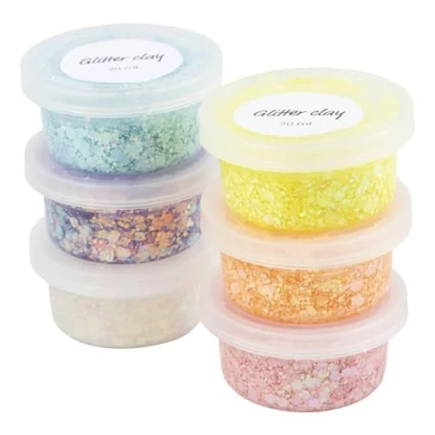 Afbeelding van Creativ Company Glitter Clay 6x20 ml Pastelkleuren