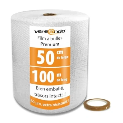 Afbeelding van versando 60 my Bubble LT 50 cm brede bellenblaasfolie, extra sterk, dubbellaags, mm x 66 m, 100 m