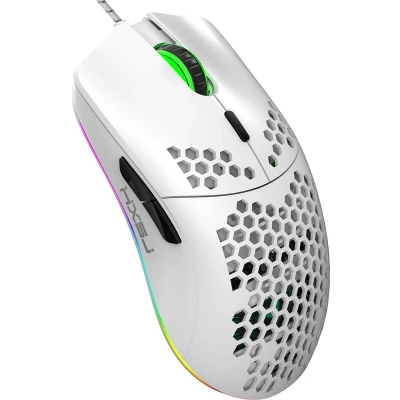 Afbeelding van HXSJ J900 Bedrade Gaming Muis 6400DPI Ultra licht RGB Verlichting Optisch Wit