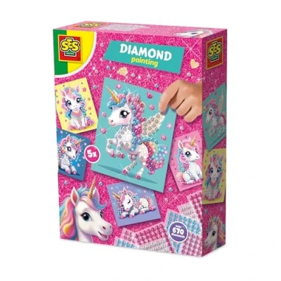 Afbeelding van SES Creative 14726 Eenhoorn Diamantschilderij Creatieve Knutselset voor Kinderen vanaf 3 Jaar Versier kaarten met diamanten Perfect om cadeau te geven of tentoon stellen