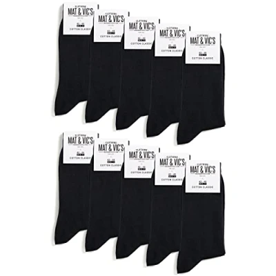 Afbeelding van Mat &amp; Vic&#039;s 10 paar herensokken van katoen, klassiek, comfortabel en ademend, kleuren de aarde
