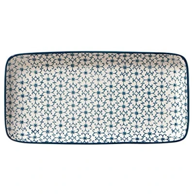 Afbeelding van Bloomingville Kristina Serveerbord rechthoekig retro blauw 31 x 3 15,5 cm