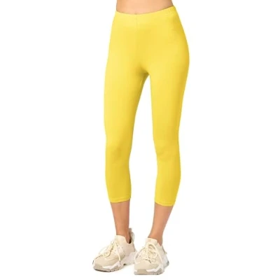 Afbeelding van Merry Style MS MS10 199 LE Dames Capri Leggings Sport Vrijetijdsbroek 3/4 Lengte Katoen Sporbroek Yogabroek Geel M