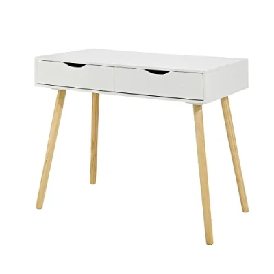 Afbeelding van SoBuy® FWT37 W bureau met 2 laden, tafel, computertafel, kinderbureau, wit, BHT ca. 118 x 80 45 cm.