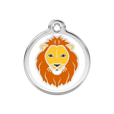 Afbeelding van Lion White roestvrijstalen hondenpenning medium/gemiddeld dia. 3 cm RedDingo