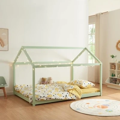 Afbeelding van Kinderbed Cerro huisbed met bedbodem 140x200 cm mint