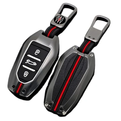 Afbeelding van Happyit Sleutelhoes van zinklegering voor Peugeot 3008 208 508 408 307 4008 Citroën C4 C4L C3 C6 XR Picasso DS3 DS4 DS5 3 toetsen (A, matte kleur)