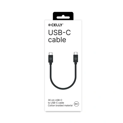 Afbeelding van Celly USBCUSBCCOT30BK USB oplaadkabel zwart Box