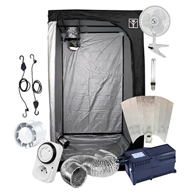 Afbeelding van Set kweekbox voor binnen, 80 x 80/100 100/120 120 cm, met HPS lamp 250 W/400 W/600 W, klasse 2 + ventilatie, starterpack, kweekkamer, klaar om aan te sluiten, growshop (120 200 cm 400 W)
